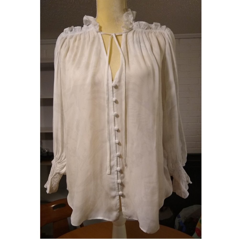 7 For All Mankind Silk Blend "Puffy" Shirt Blouse S NWT